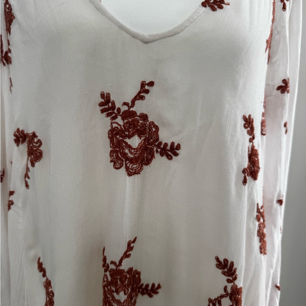 Free People Cream and Orange Floral Long Sleeve Dress - Picture 9 of 13